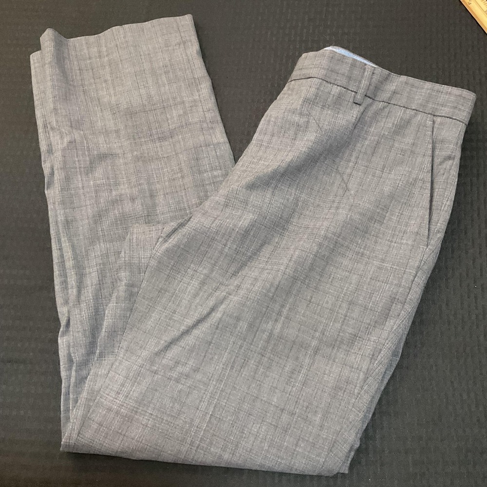 Nautica Dress Pants Mens 36x32 Gray Wool Blend Stretch Flat Front Business